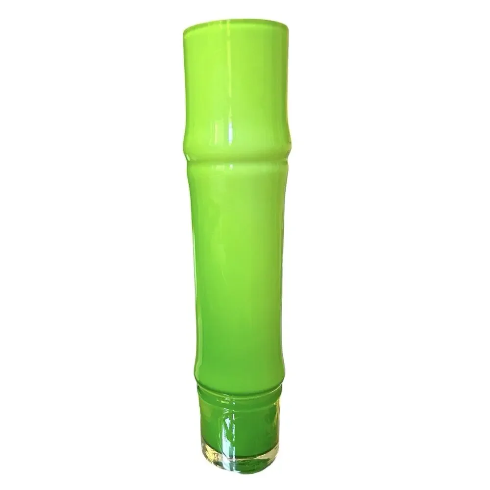 Mid Century Bo Borgström Green Bamboo Vase Green Art Glass Vase 11” Tall Sweden